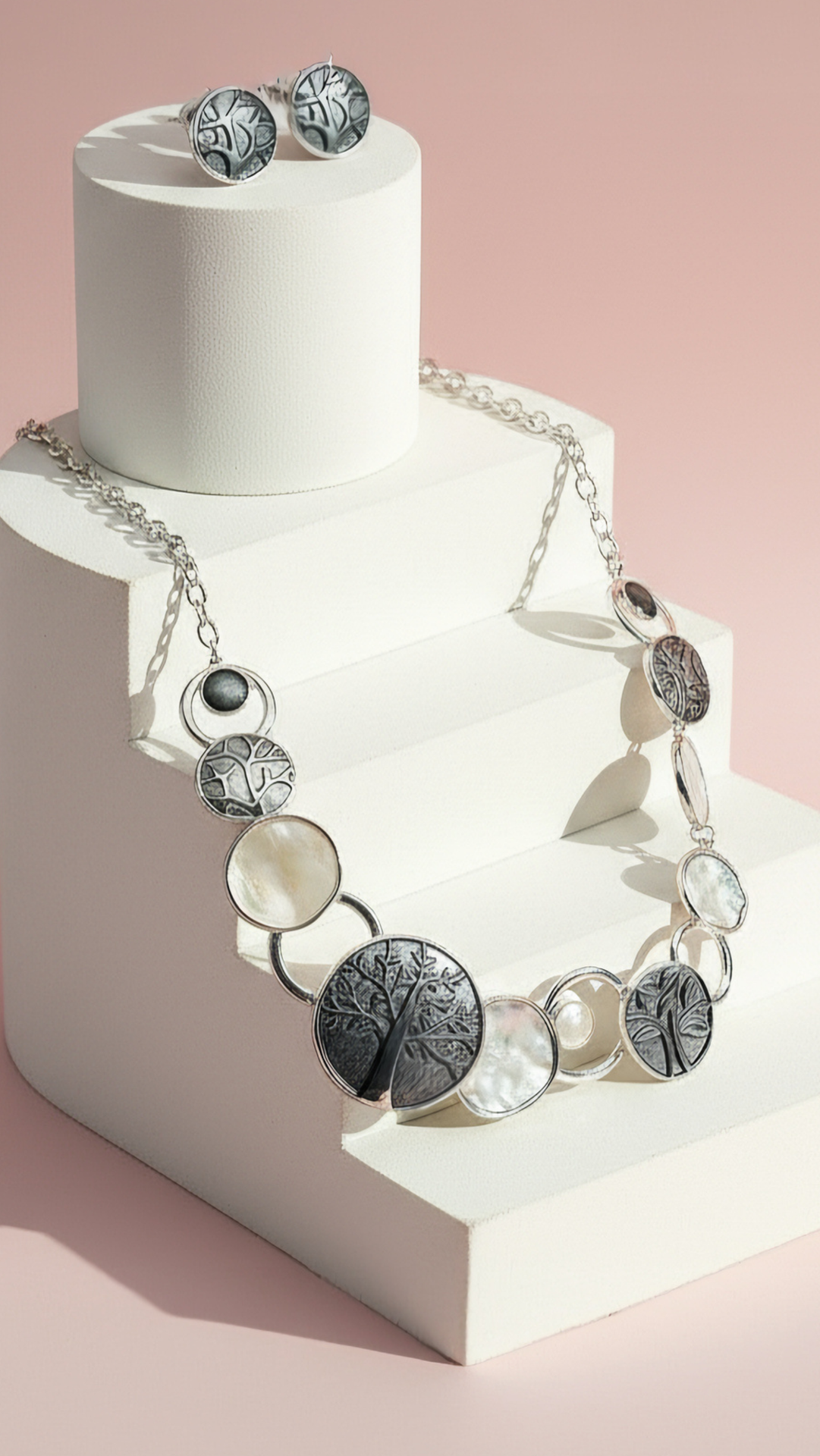 Abstract Tree Of Life Necklace & Earrings Set