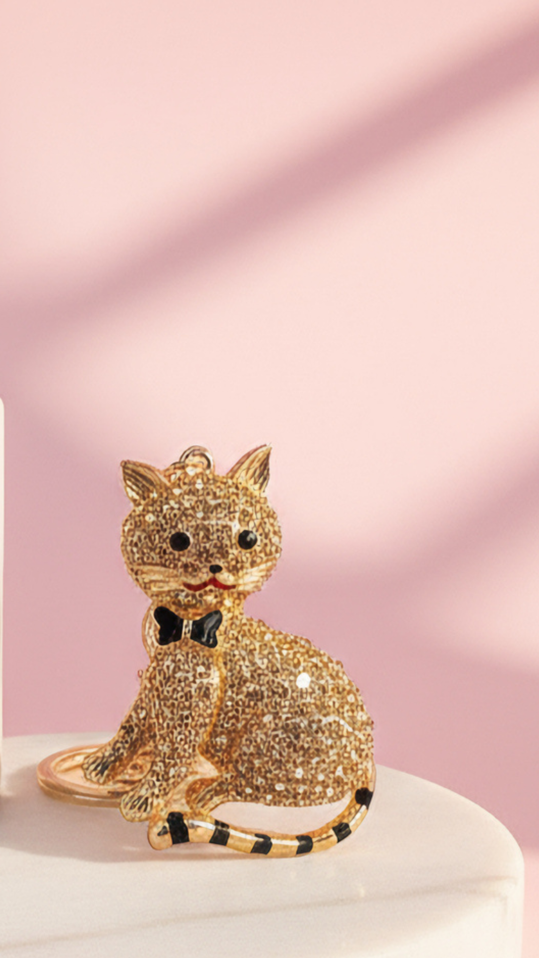 Cat With Bow Tie Crystal Key Ring & Bag Charm