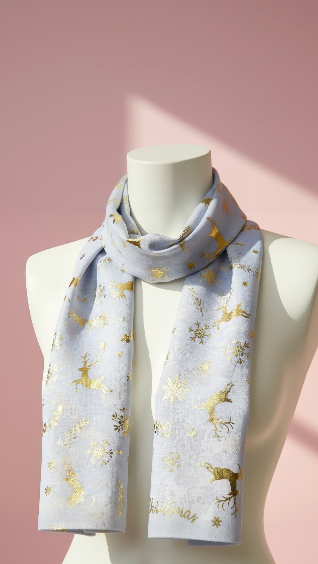 Christmas Reindeer Shimmer Gold Foil Scarf Pack of 12