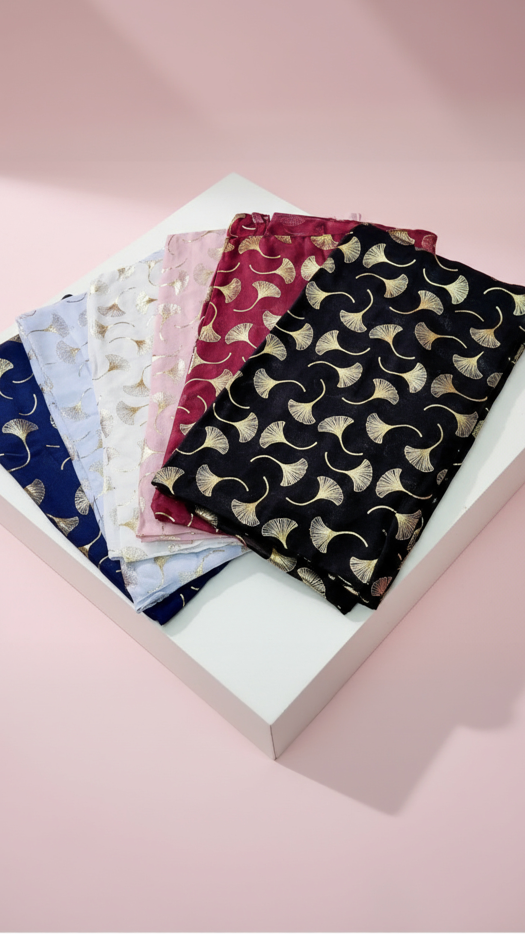 Ginkgo Leaves Shimmer Gold Foil Scarf Pack of 12