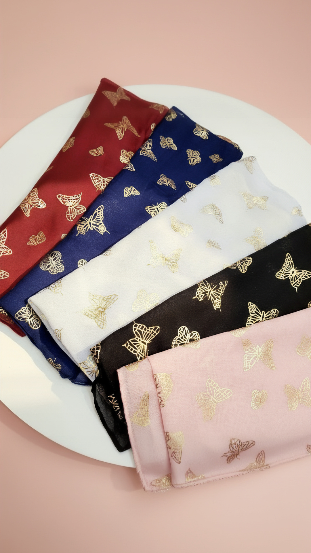 Butterfly Shimmer Gold Foil Scarf Pack of 12