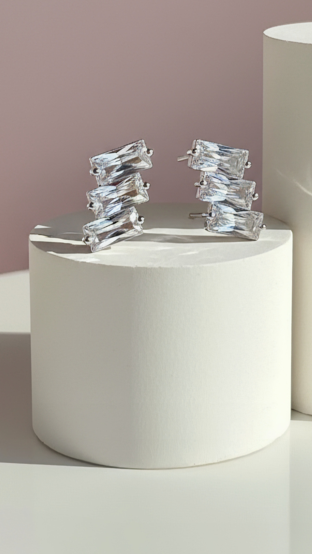 Baguette Cut Crystal Stud Earrings