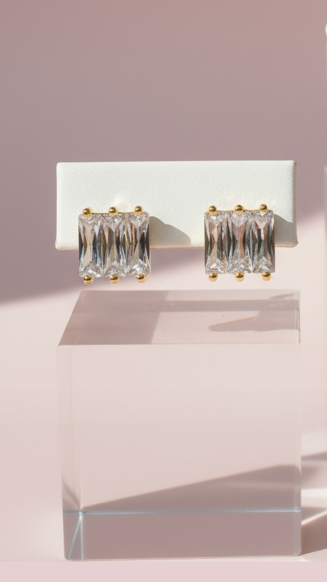 Square Baguette Cut Crystal Stud Earrings