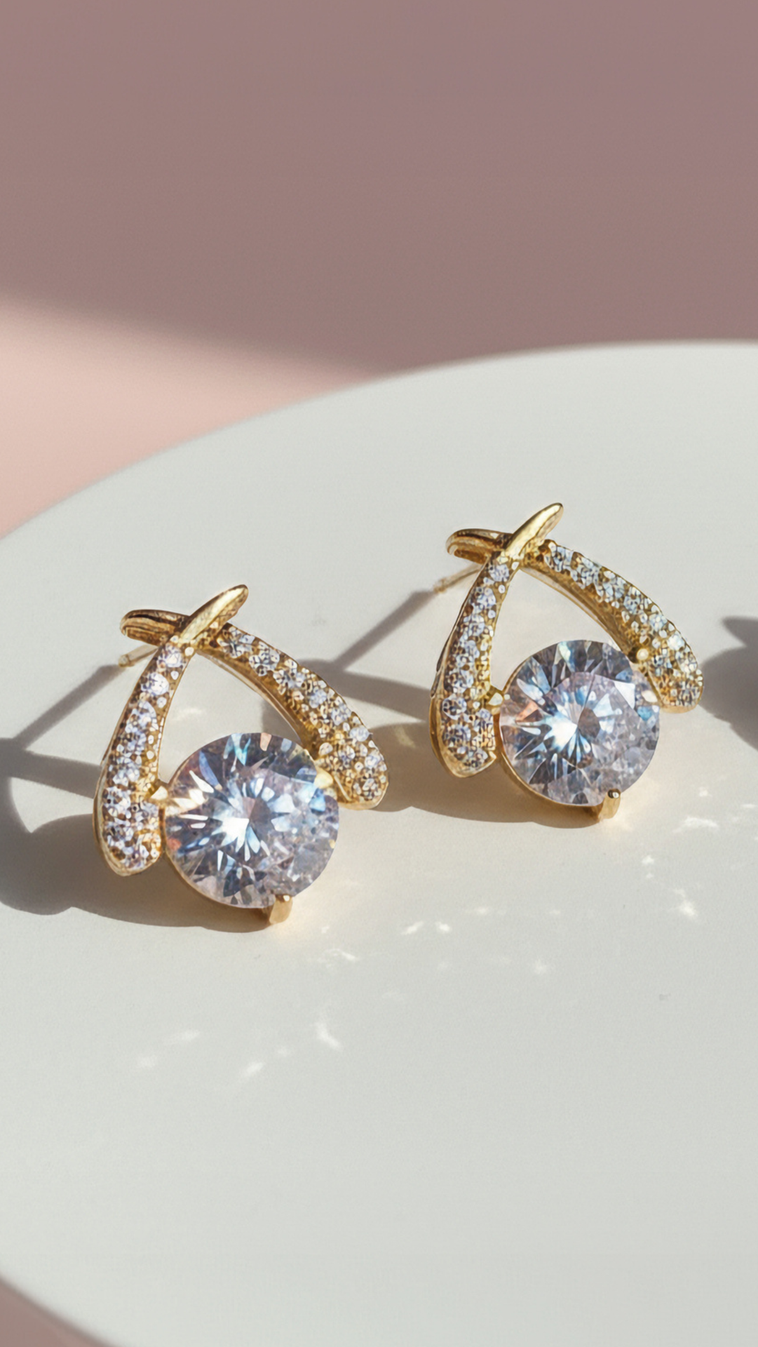 Twisted Solitaire Crystal Stud Earrings