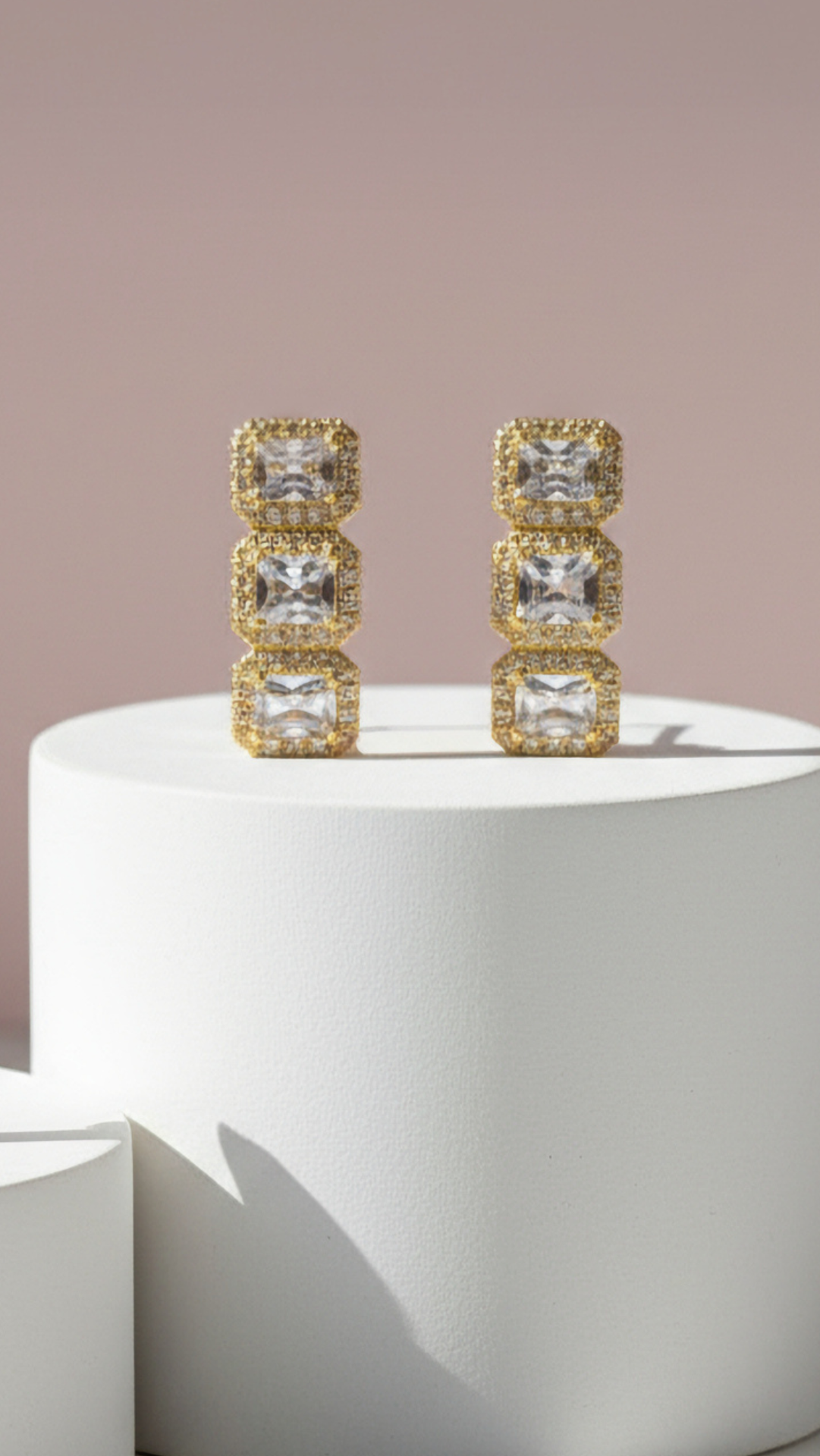 Square Crystal Stud Earrings