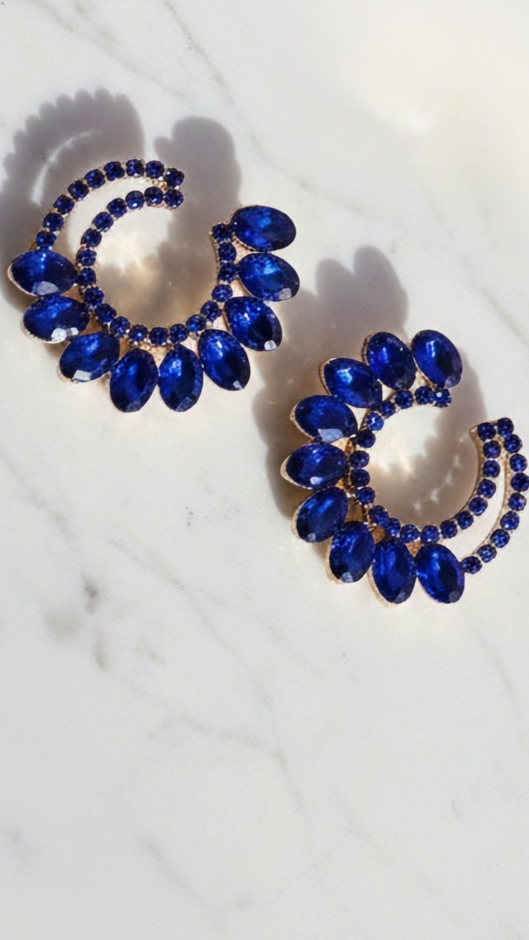 Hollow Curved Crystal Stud Earrings