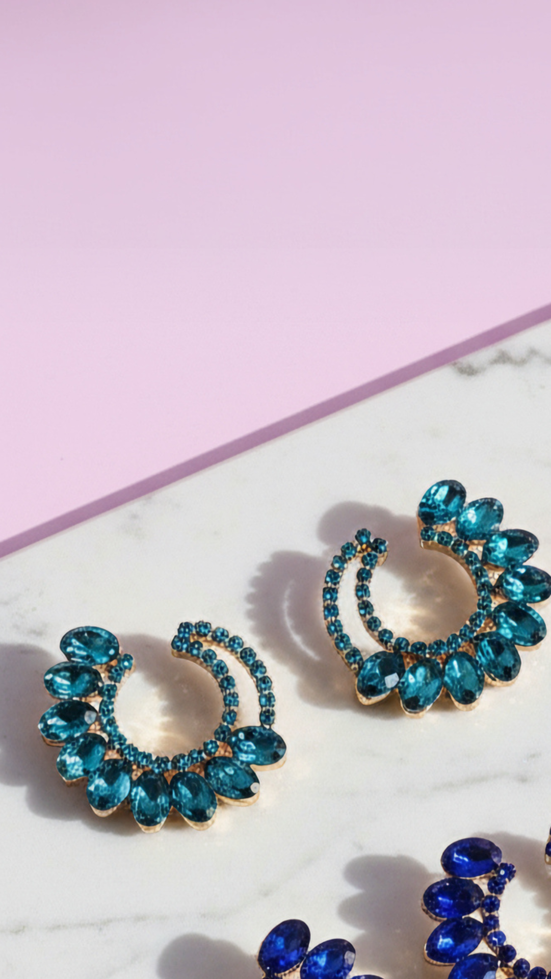 Hollow Curved Crystal Stud Earrings