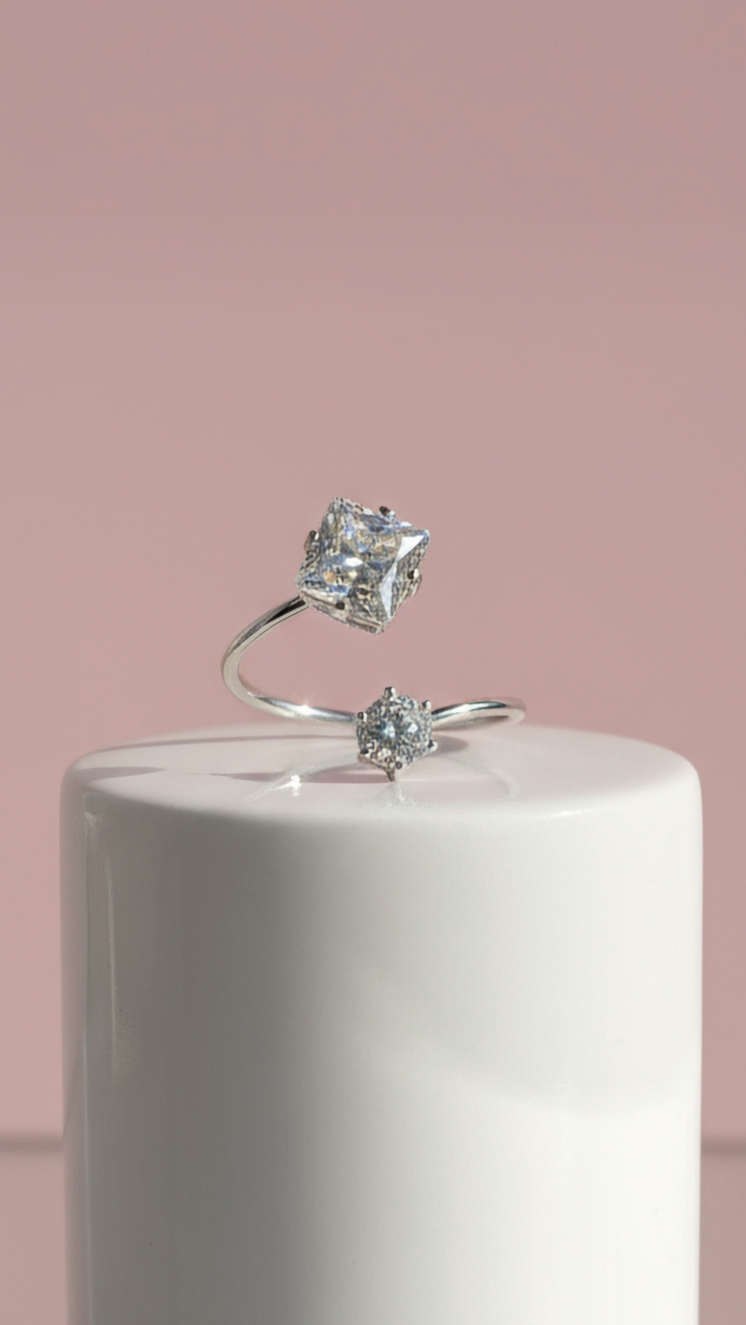 Square Cut Free size Crystal Stacking Rings Box set of 36