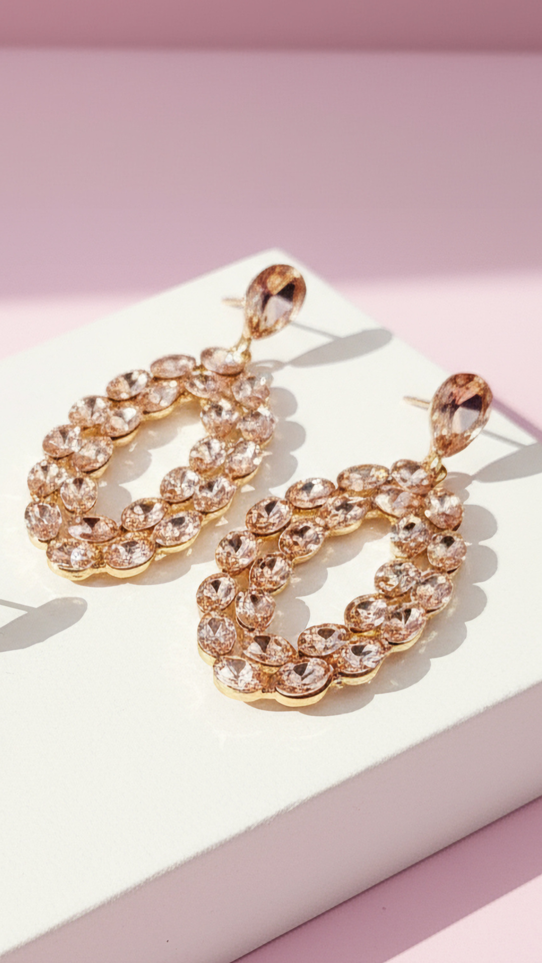 Oval Hoop Crystal Drop & Dangle Earrings