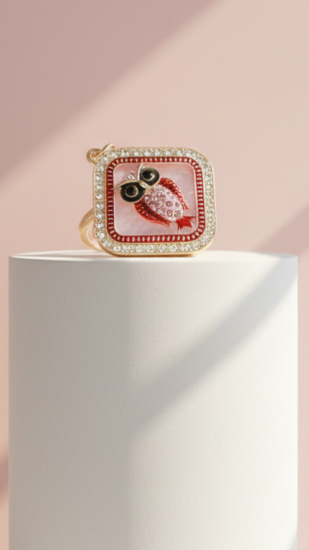 Square Crystal Owl Key Ring & Bag Charm