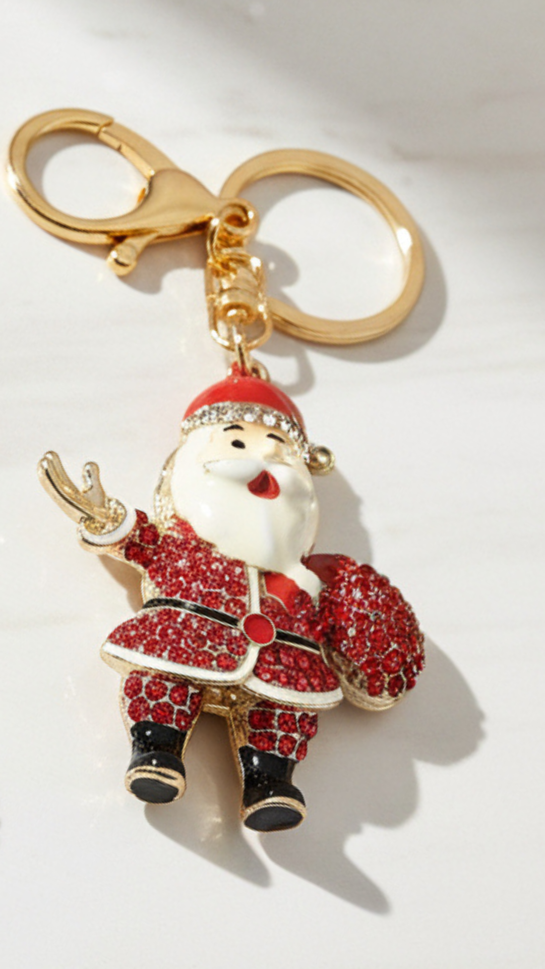 Santa Christmas Crystal Keyring & Bag Charm