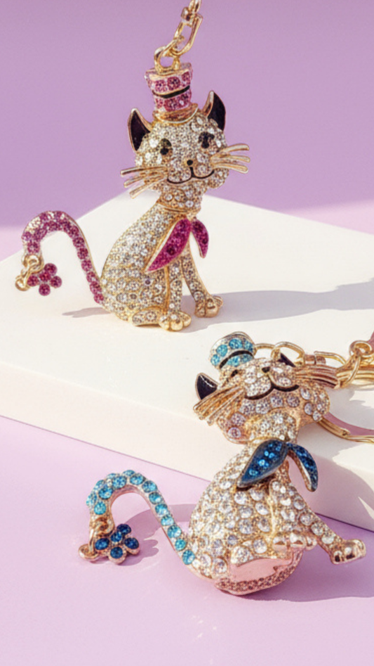 Cat With Top Hat Key Ring & Bag Charm