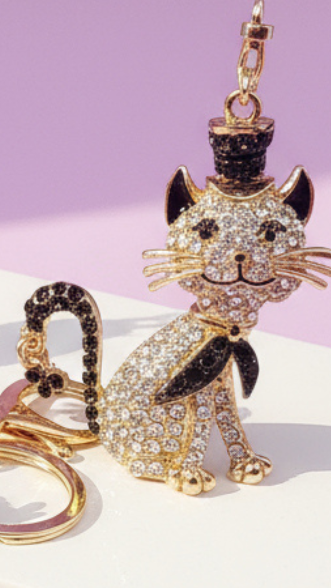 Cat With Top Hat Key Ring & Bag Charm
