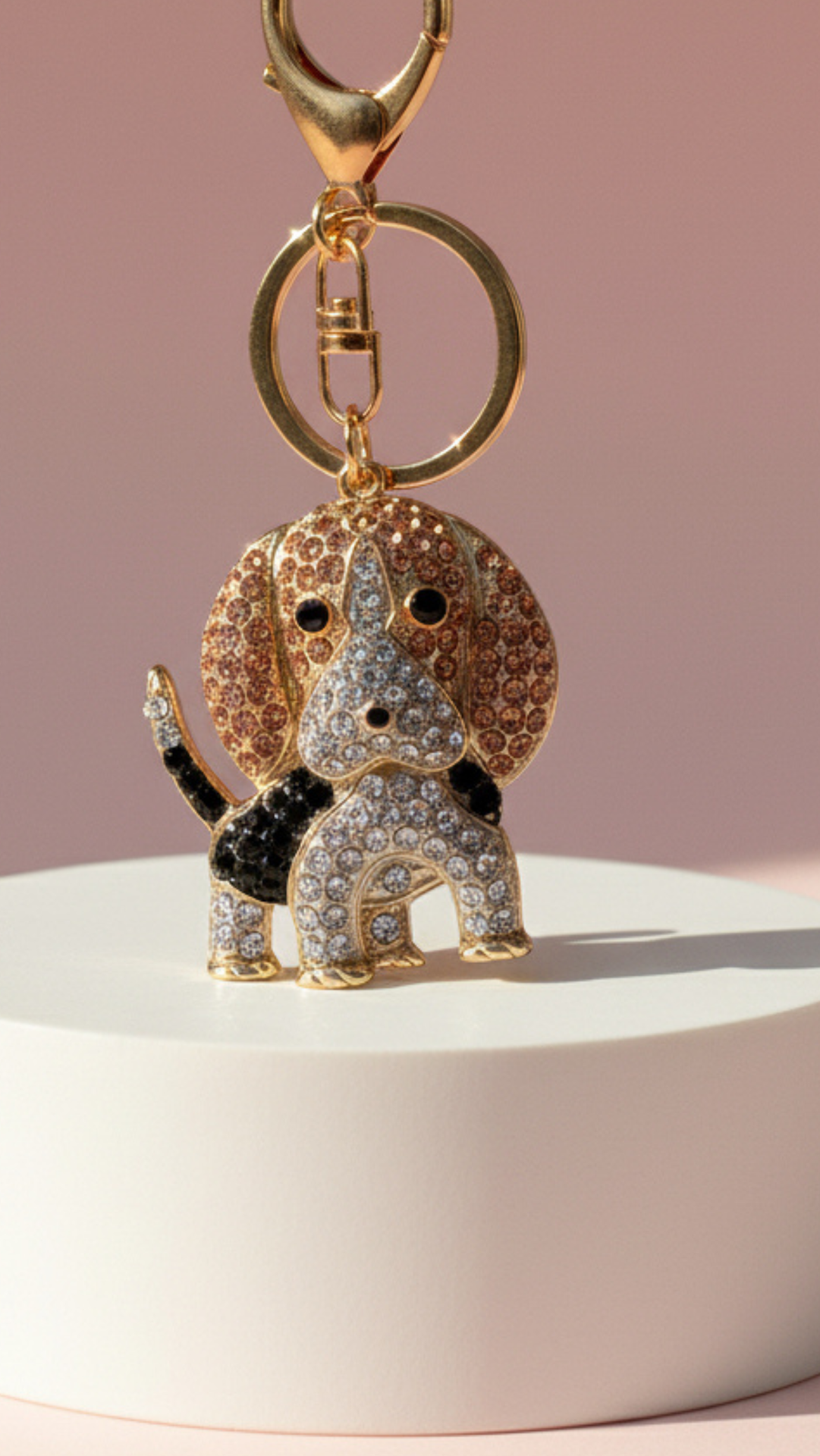Beagle Puppy Crystal Key Ring & Bag Charm