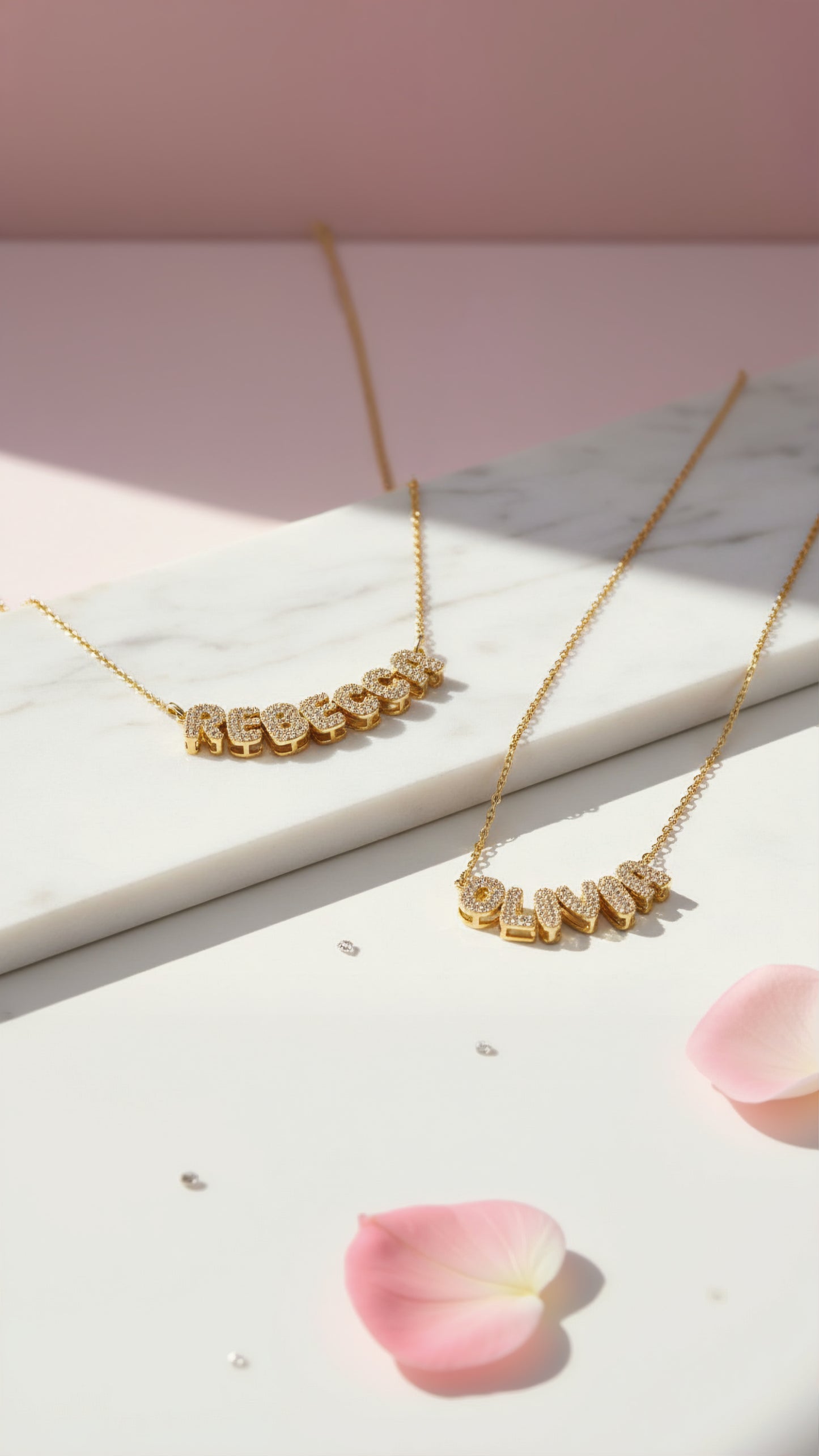 Personalised Crystal Initial Name Letter Pendant Necklace