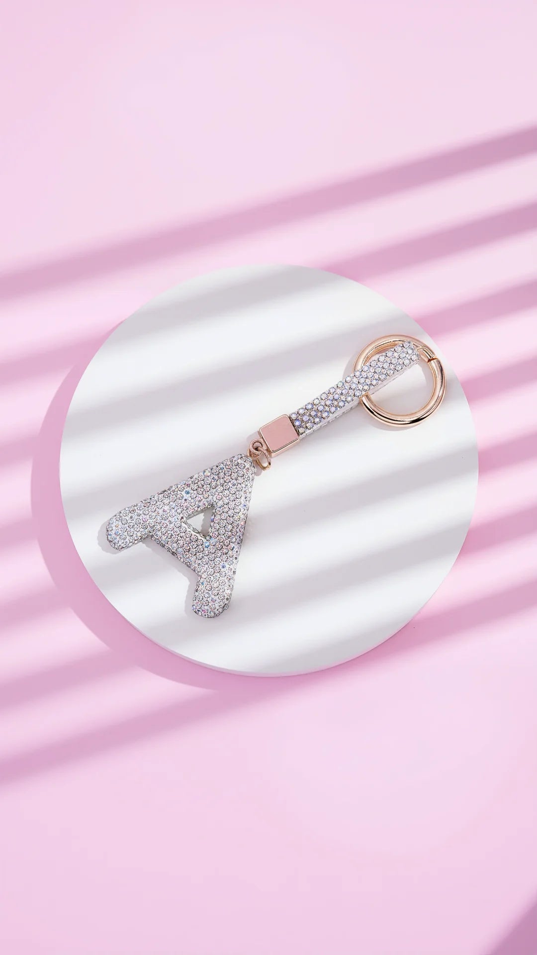 Initial Personalised Letter Silver Crystal Key Ring Keychain