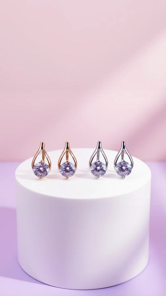 Round Crystal Stud Earrings