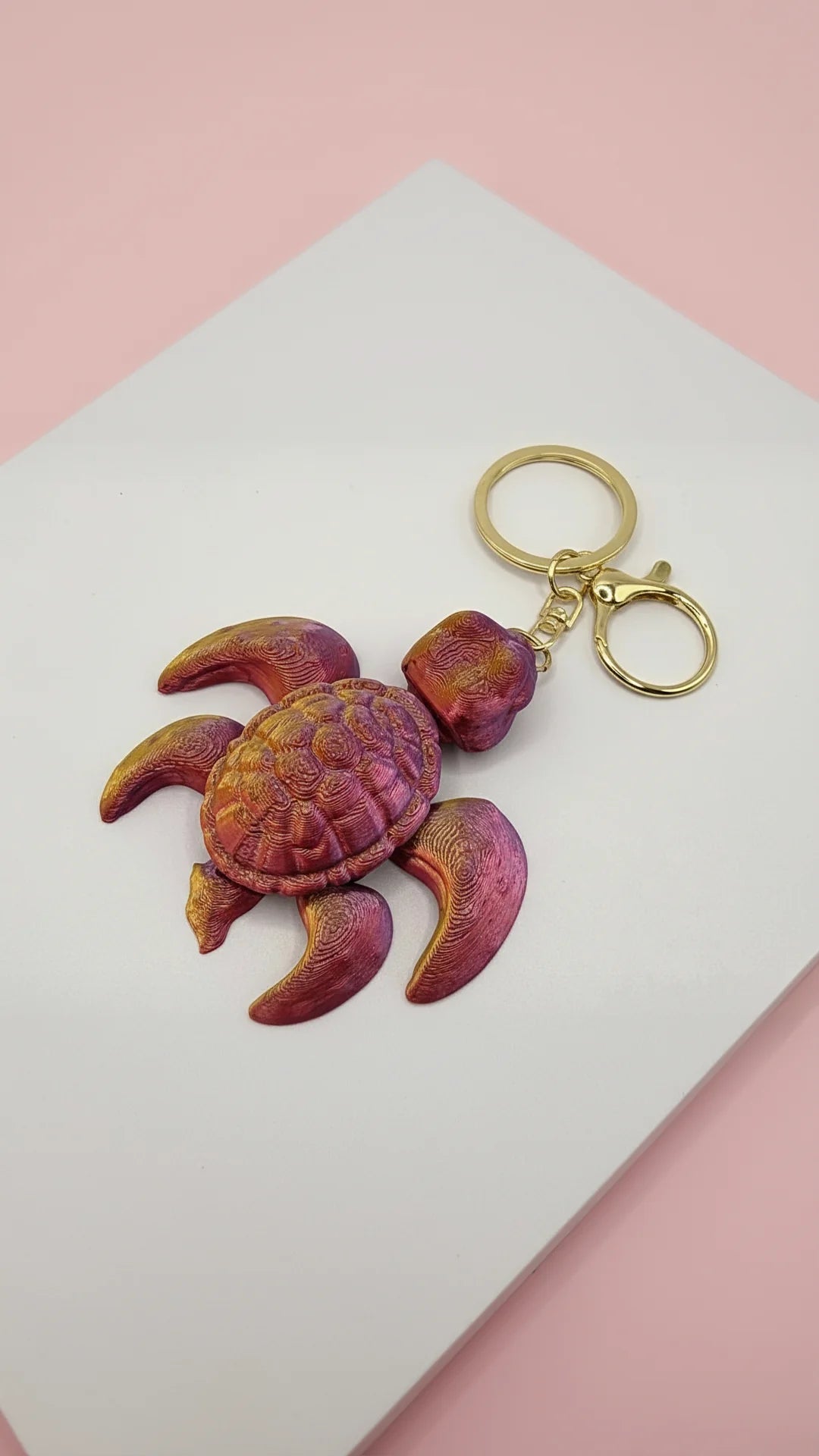 3D Printed Fantasy Turtle : Bioplastic Fidget Key Ring & Bag Charm