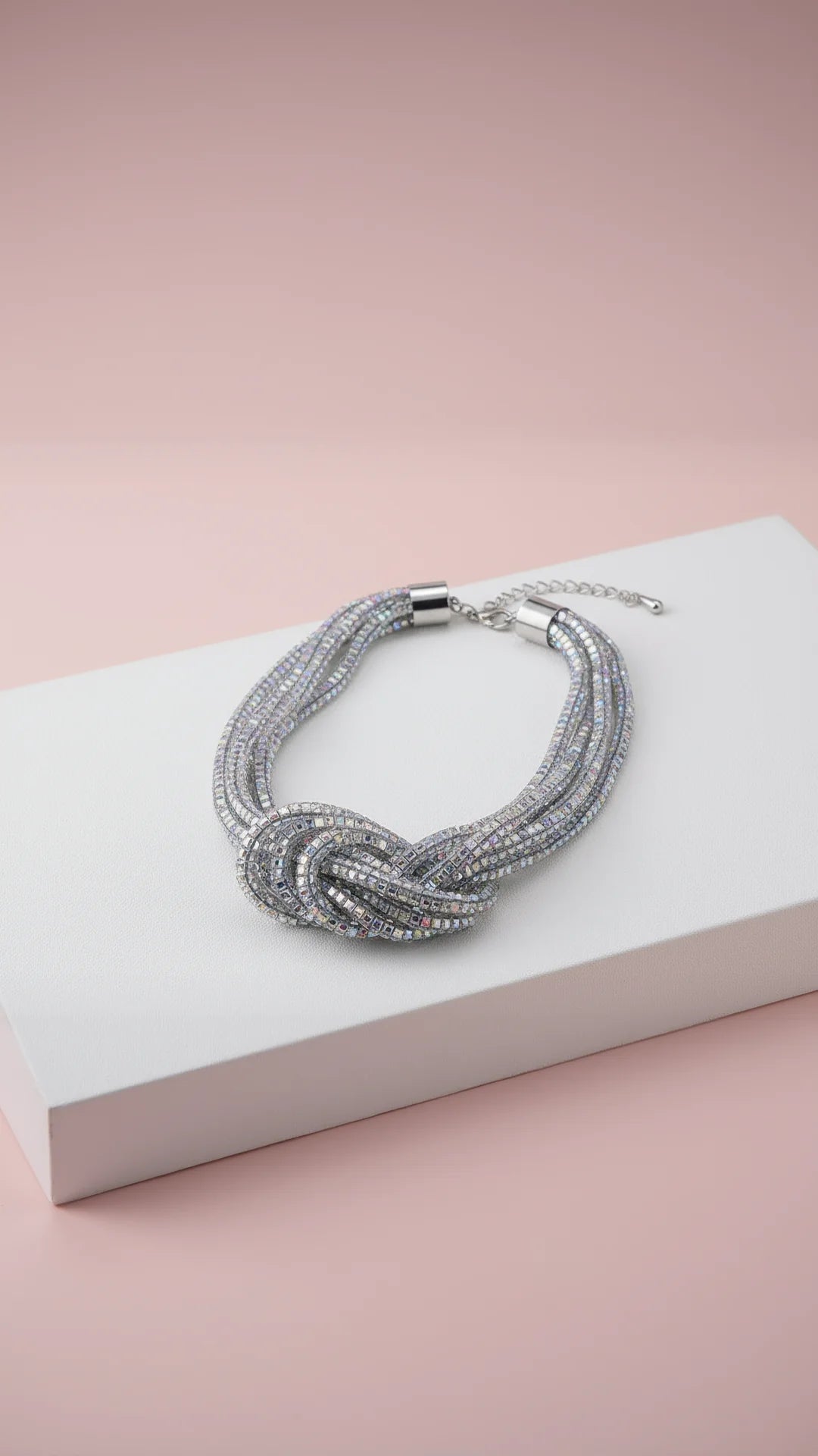 Mirrored Knotted Crystal Necklace