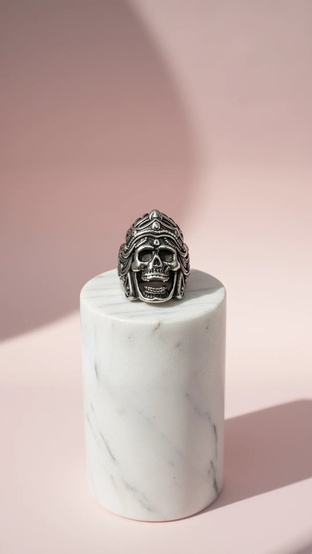 Waterproof Indian Headpiece Stainless Steel Skull Men's Biker Ring