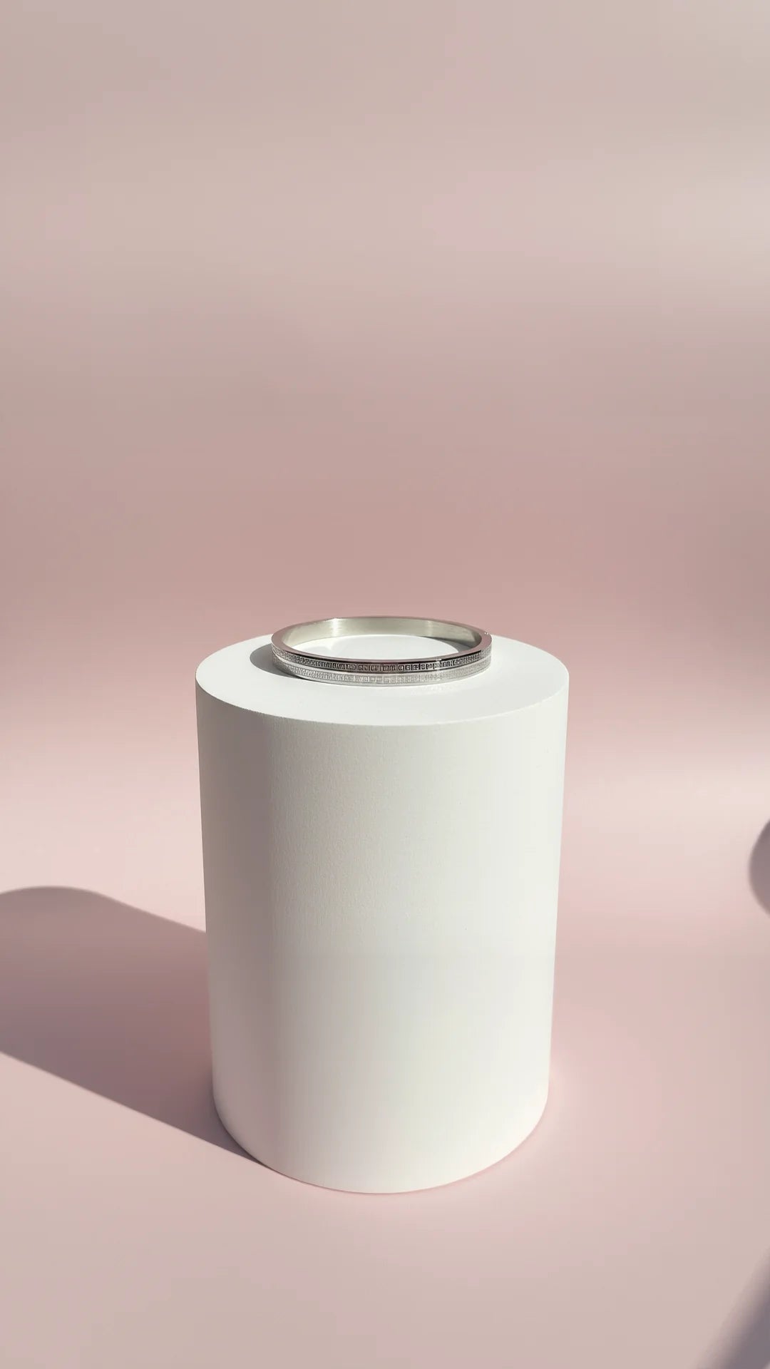 Stainless Steel Greek Key Silver Stacking Bangle