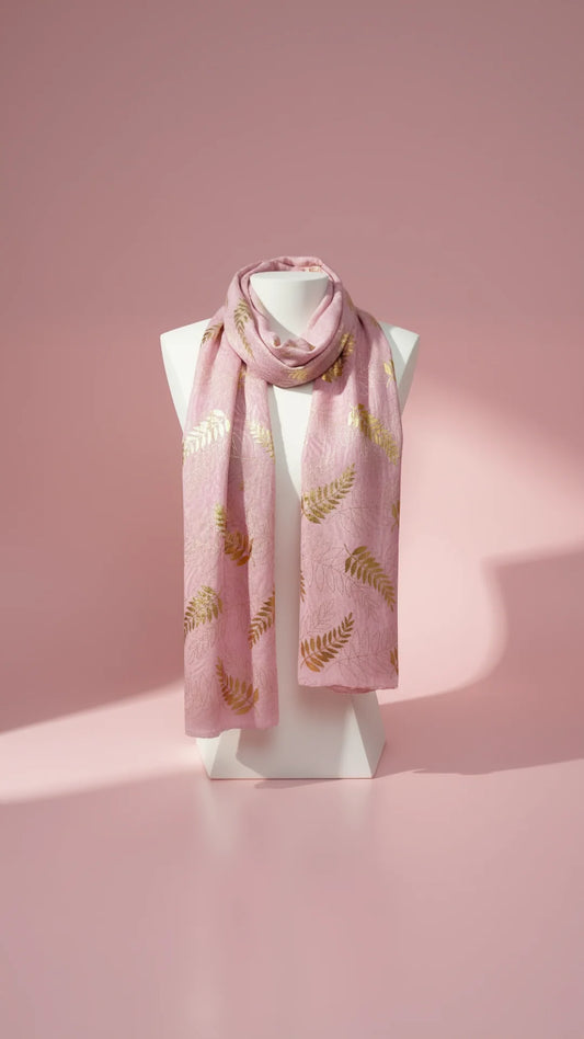 Palm Leaf Shimmer Gold Foil Scarf Pack of 12