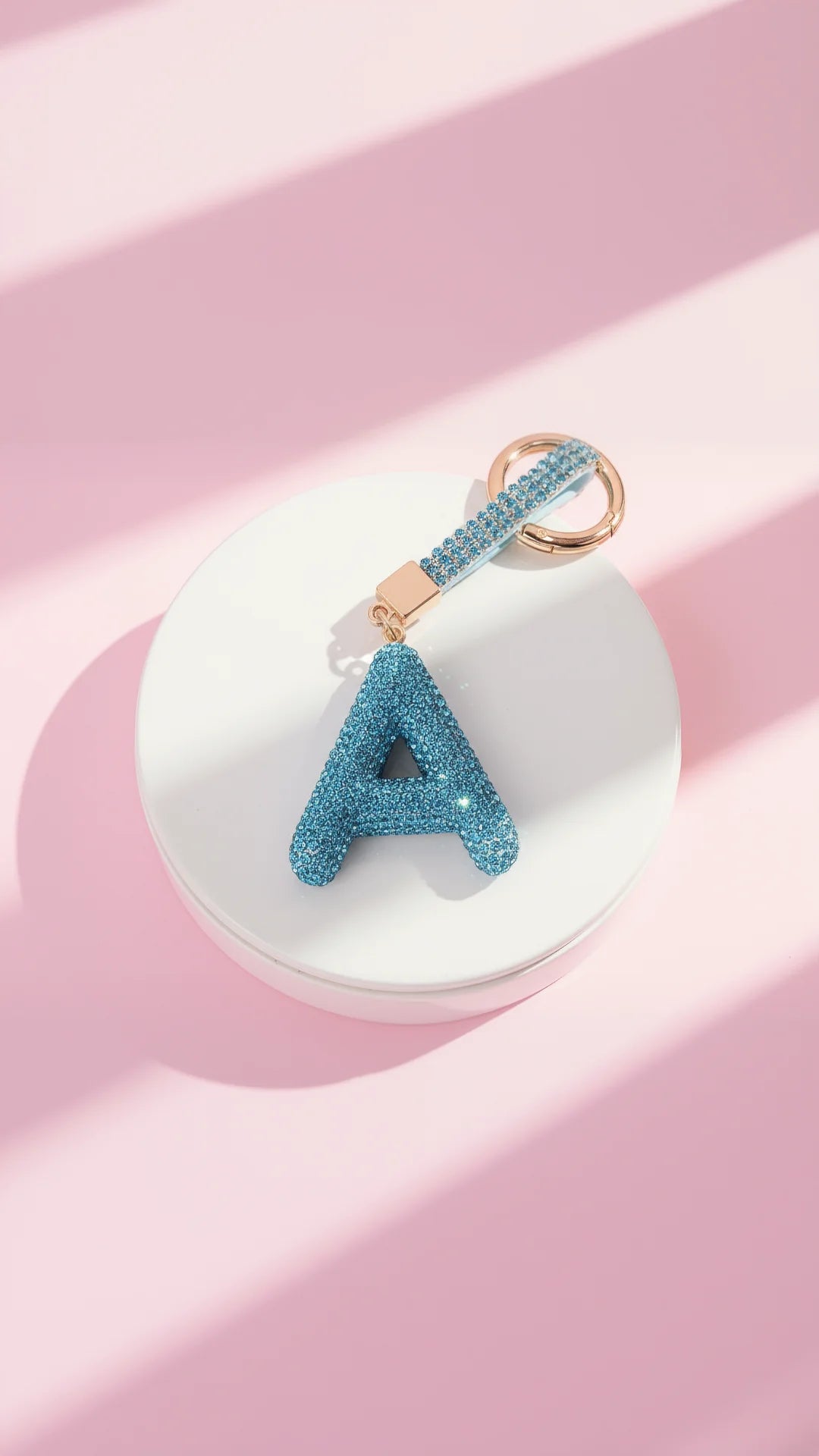 Initial Letter Blue Crystal Key Ring & Bag Charm