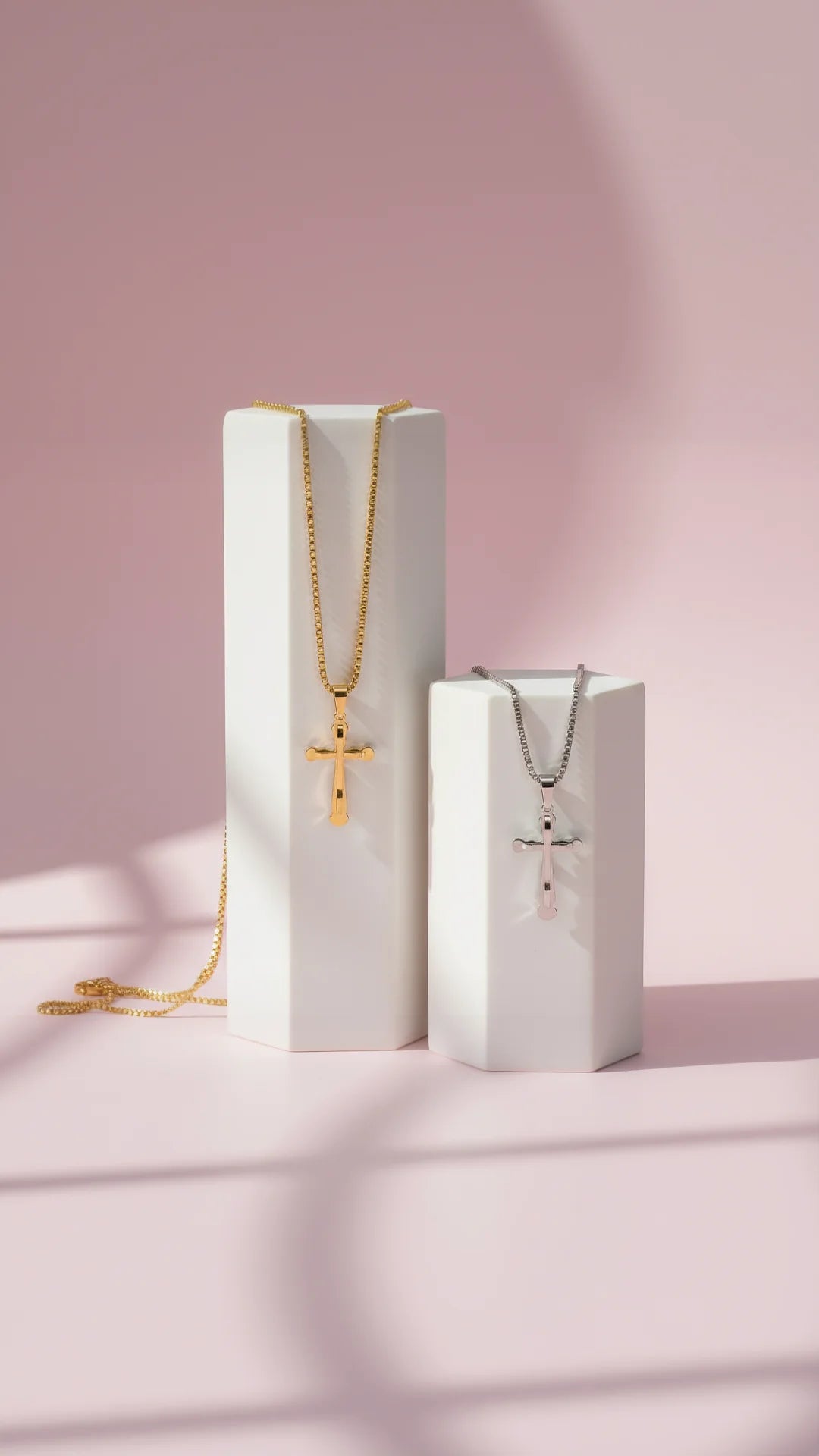 Curved Cross Symbolic Necklace