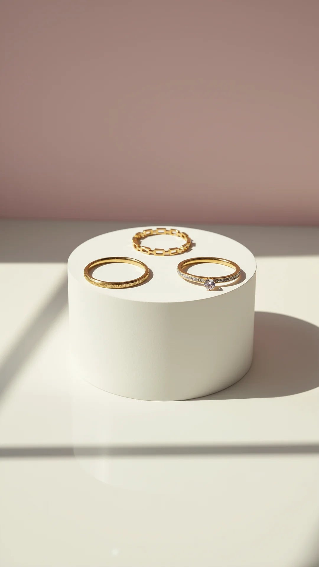 Waterproof 14k Gold Plated Solitaire Crystal Stacking Rings Box set of 24