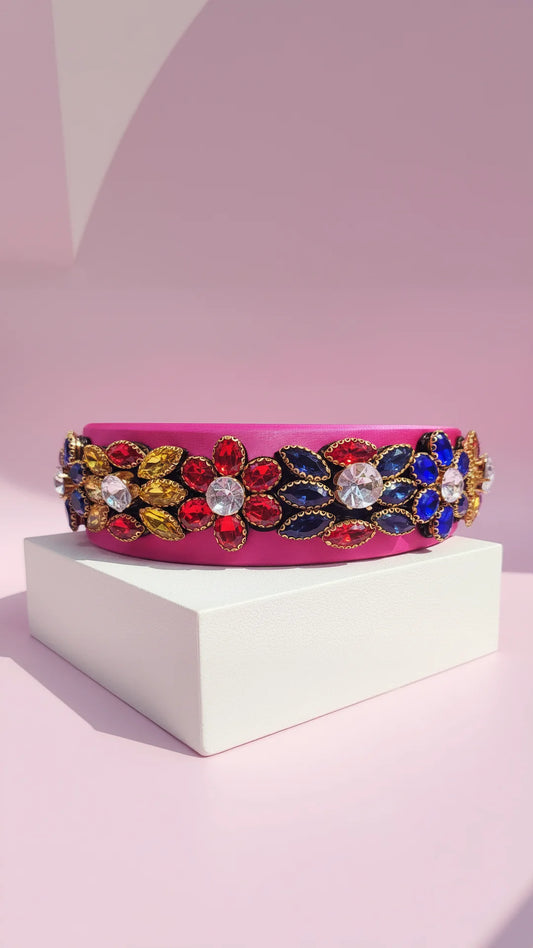 Flower Cluster Colorful Jewelled Hair band