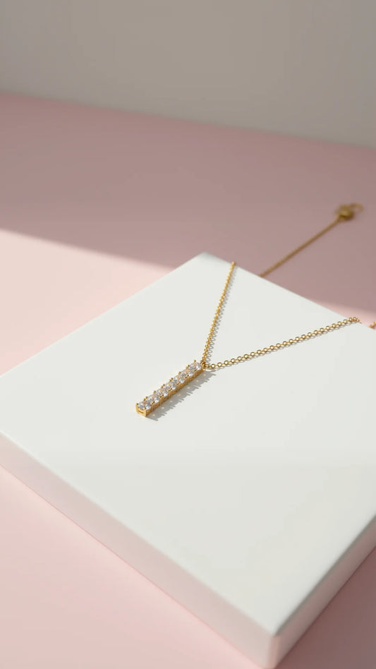 Oblong Round Cut Crystal Pendant Necklace