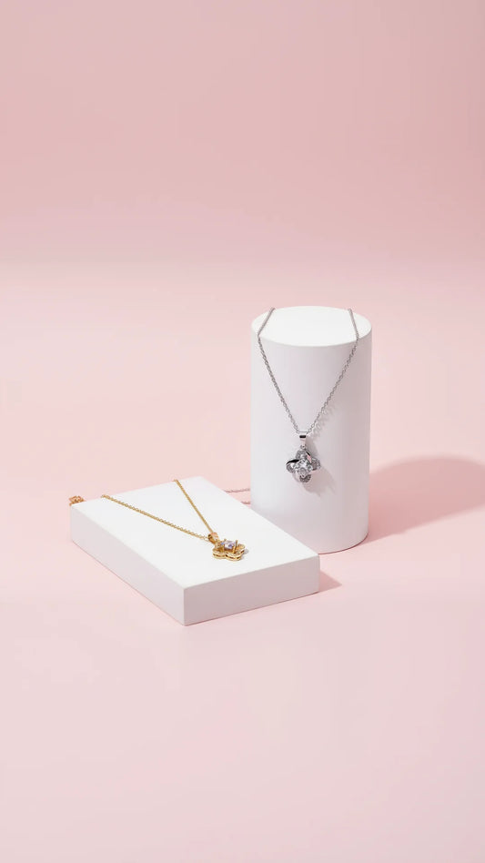 Flower Solitaire Crystal Pendant Necklace