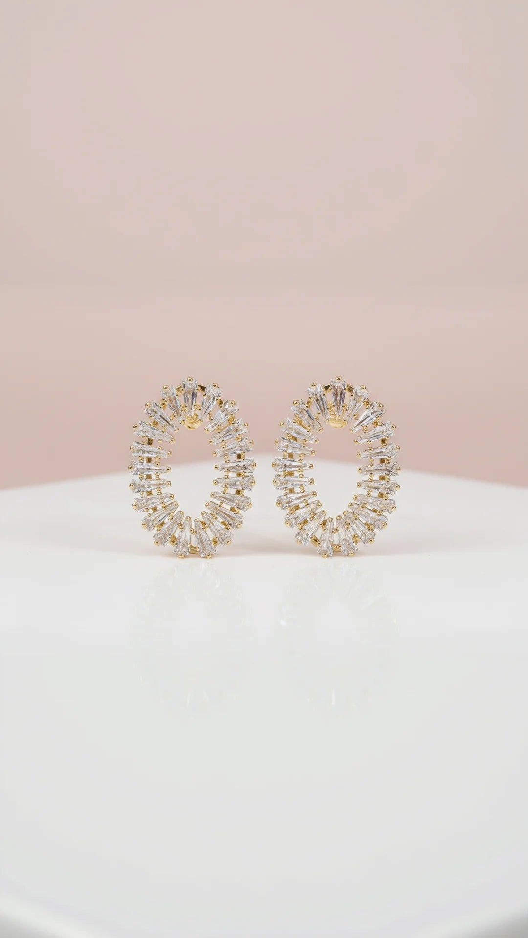 Oval Baguette Cut Crystal Stud Earrings