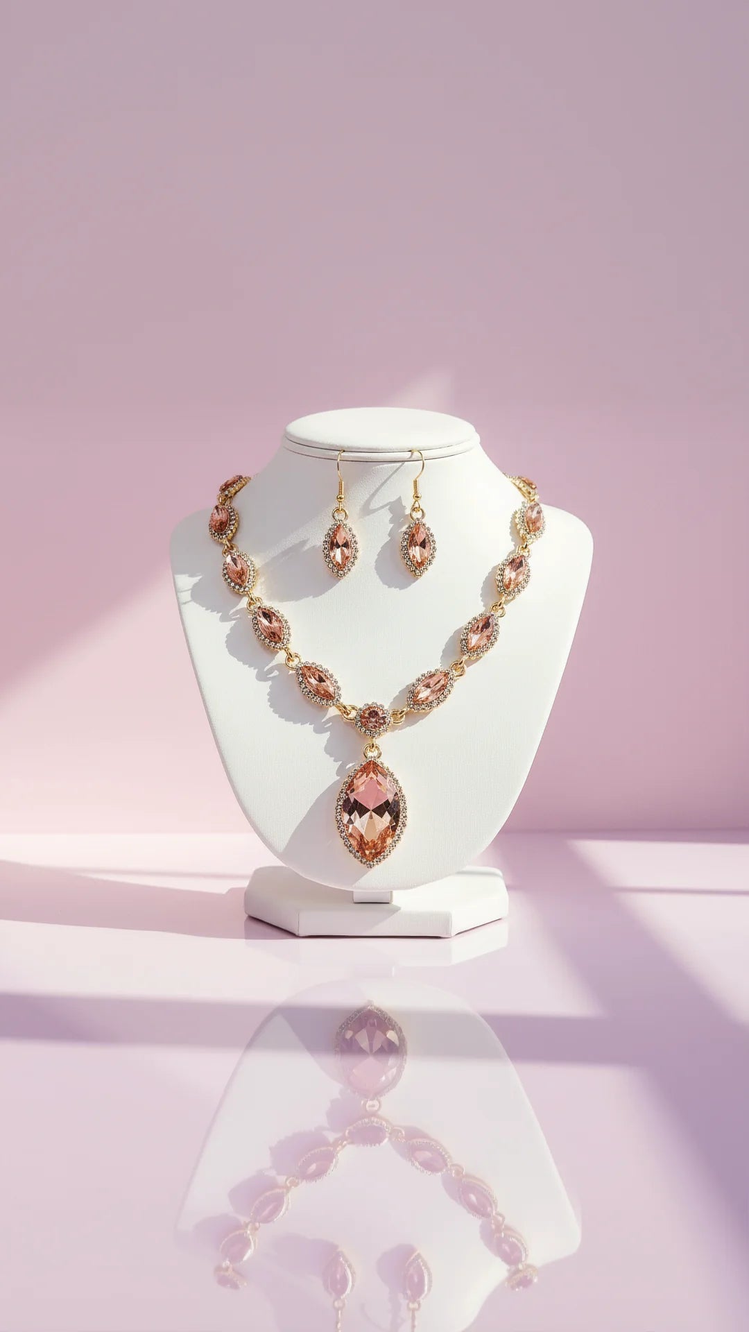 Teardrop Crystal Necklace & Earrings Set