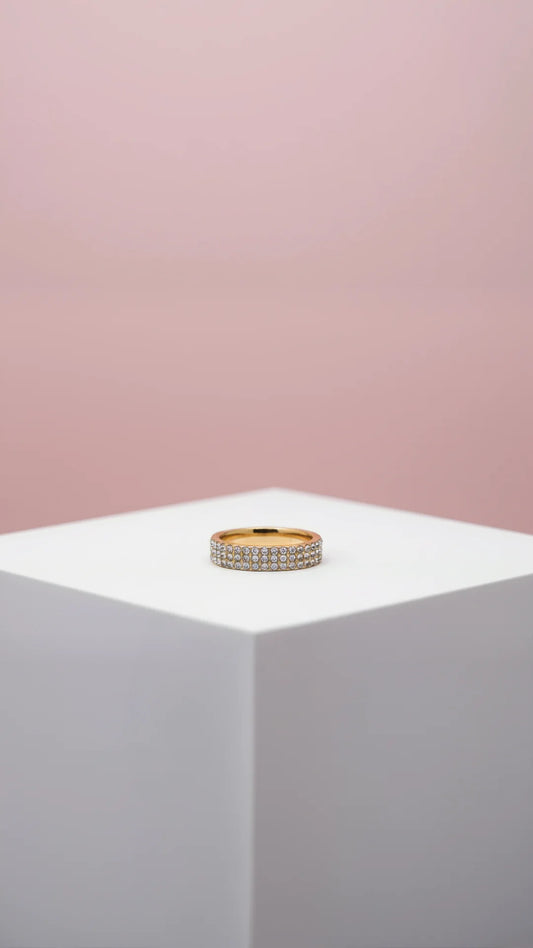 Eternity Band Crystal Ring Gold Box set of 12