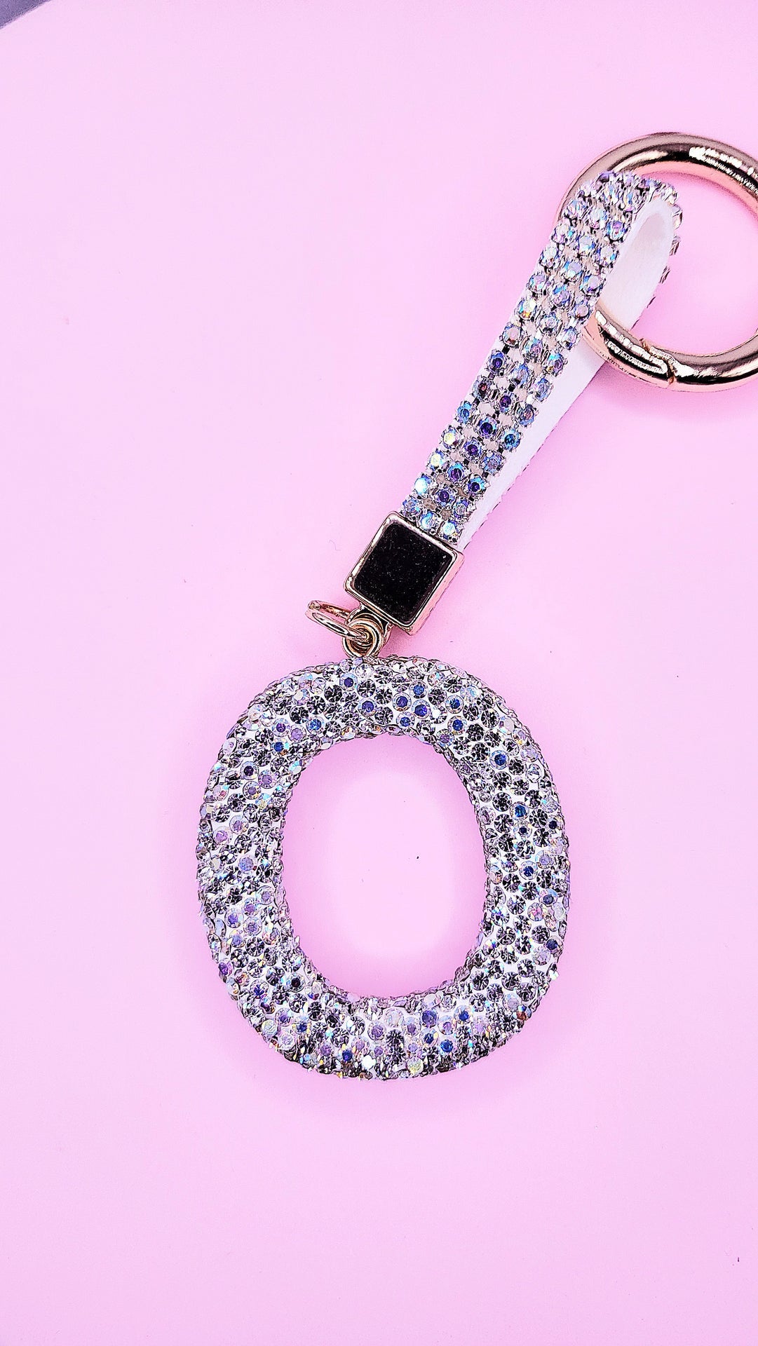 Initial Letter Silver Crystal Glam Key Ring