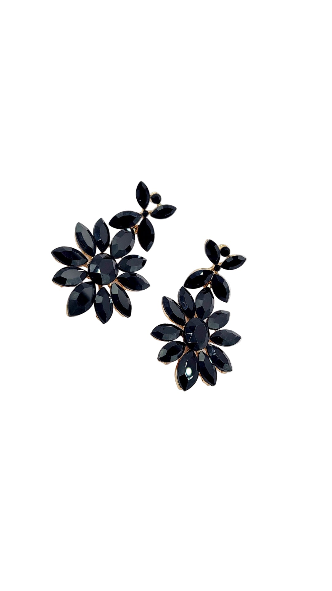Black Flower Crystal Drop & Dangle Earrings