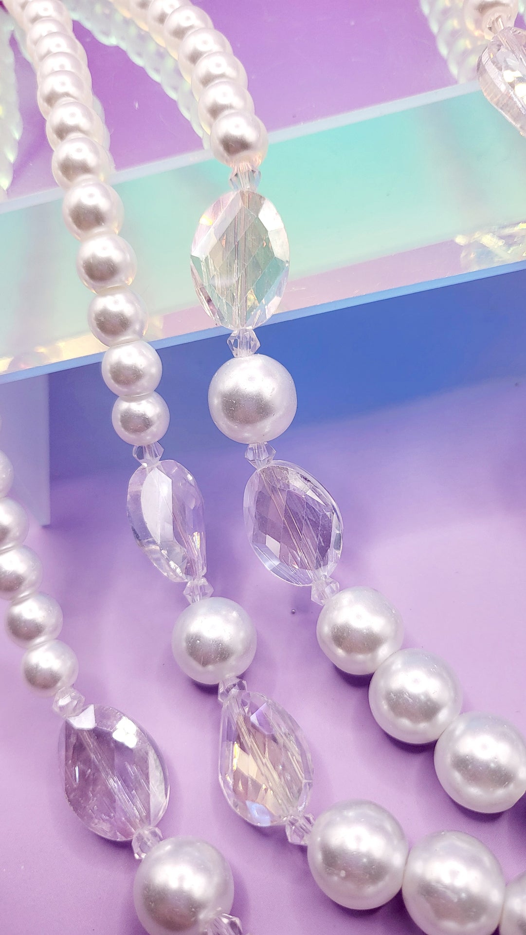 Shiny Pearl Multi Layer Necklace & Earrings