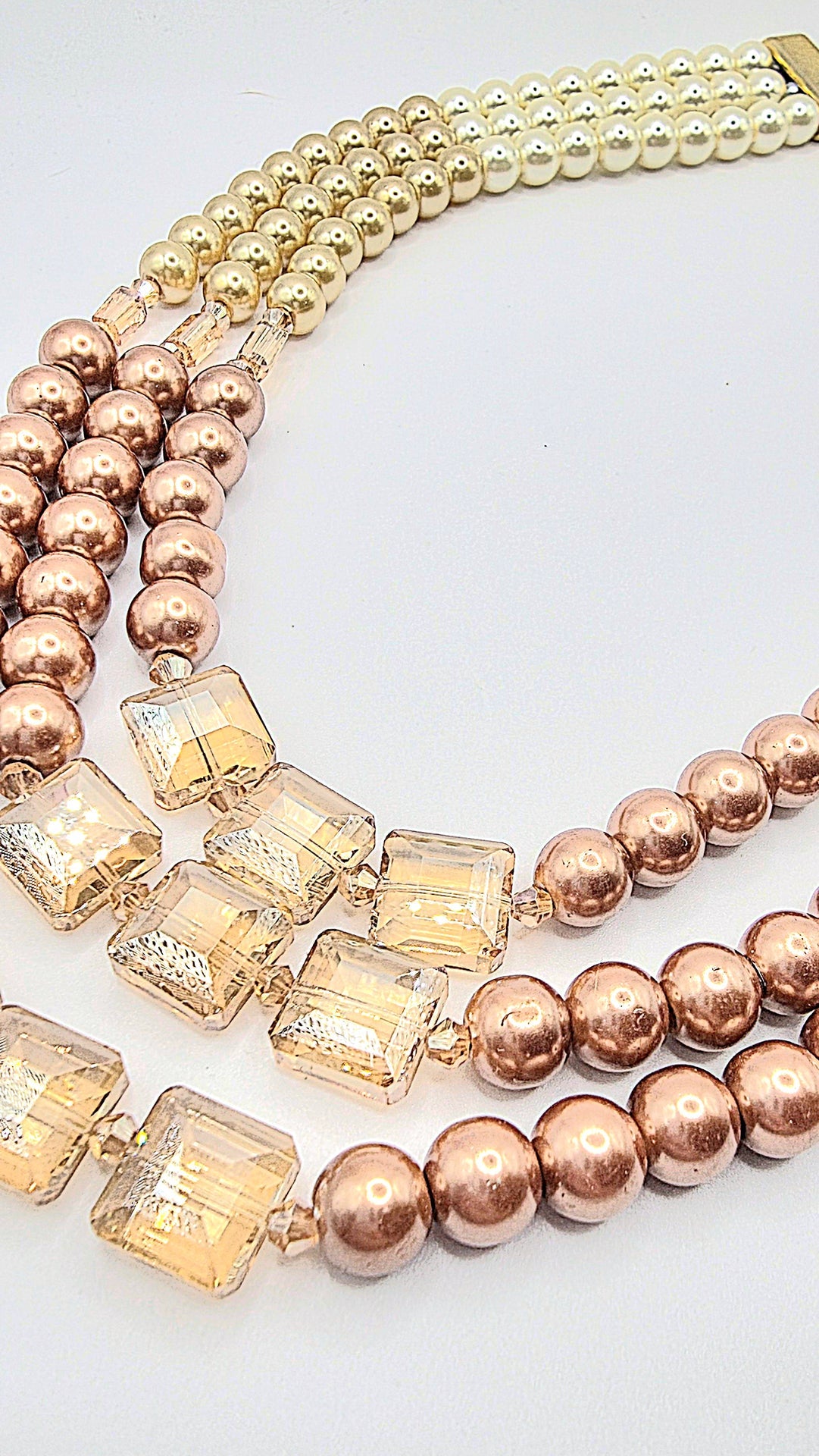 Square Pearl Multi Layer Necklace & Earrings