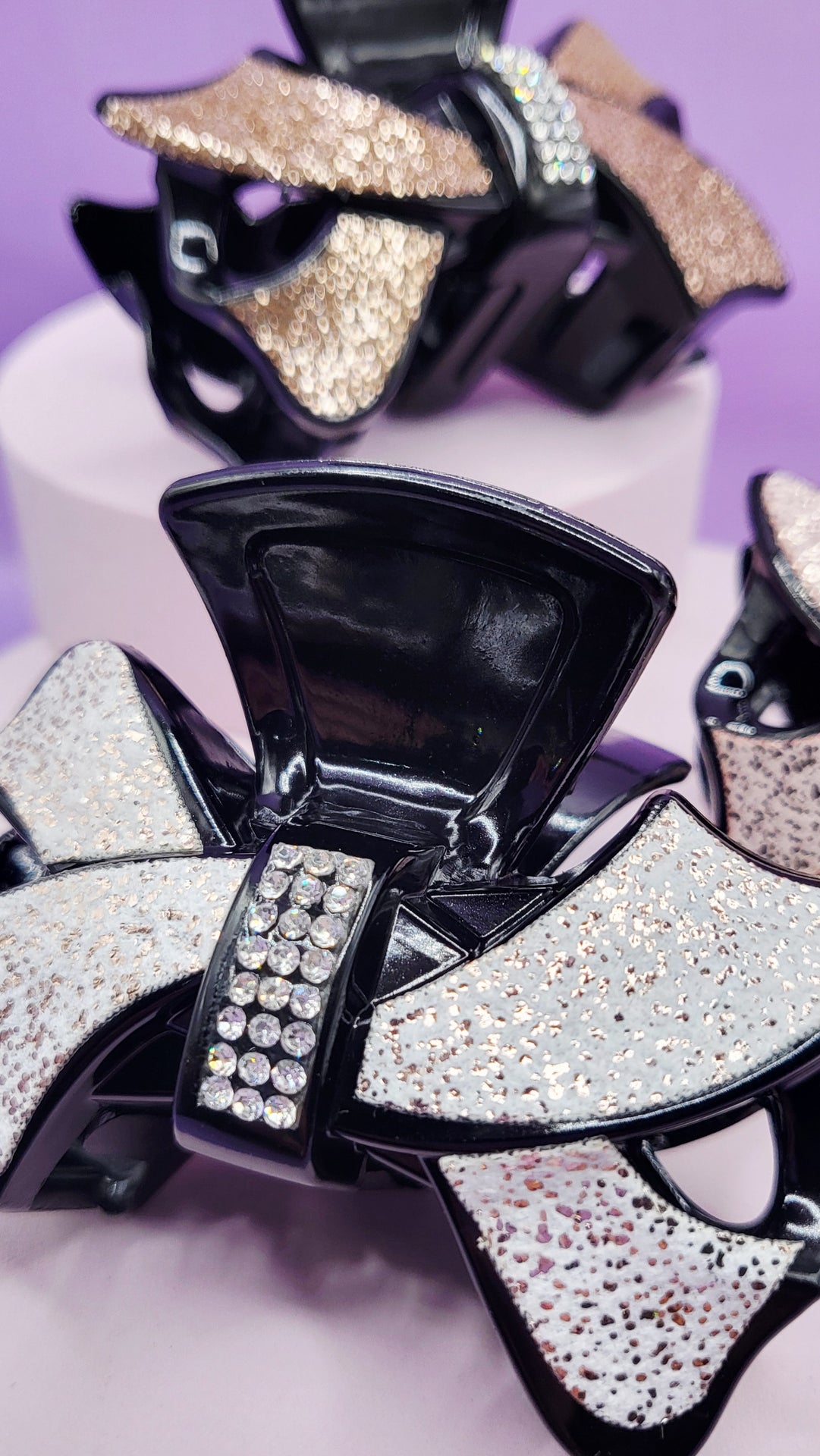 Crystal Bow Hair Clamps Pack of 12