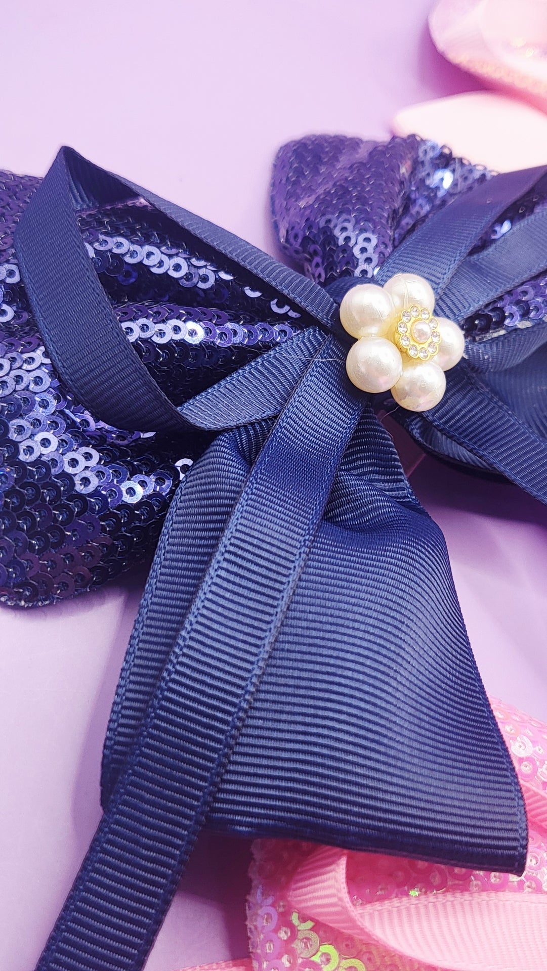 Pearl Sparkly Hair Bow Clip Slide Bows Pack of 12