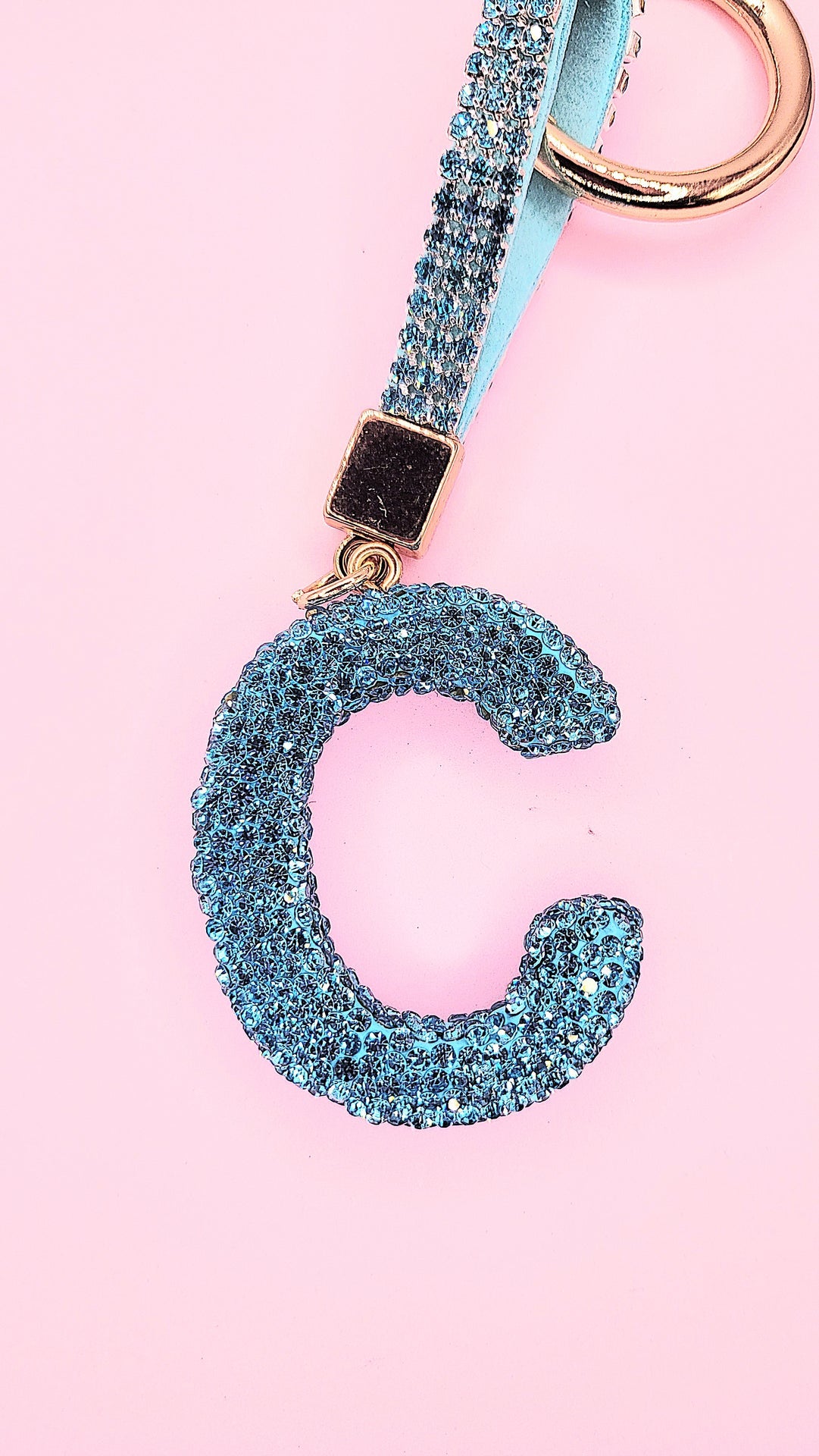 Initial Letter Blue Crystal Key Ring & Bag Charm