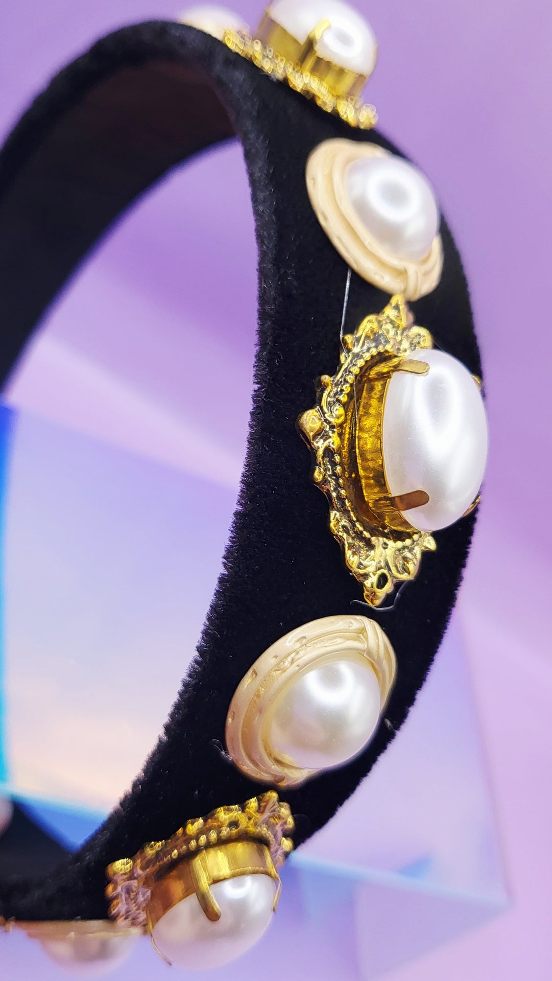 Velvet Gold Pearl Hair band