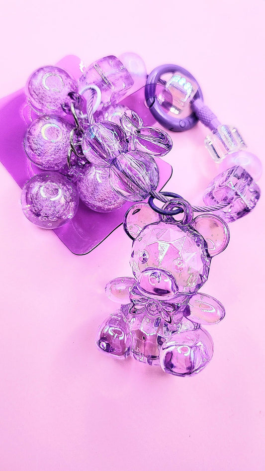 Teddy Bear Bubble Keyring, Phone Charm & Bag Accessory
