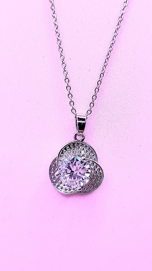 Flower Drop Crystal Pendant Necklace