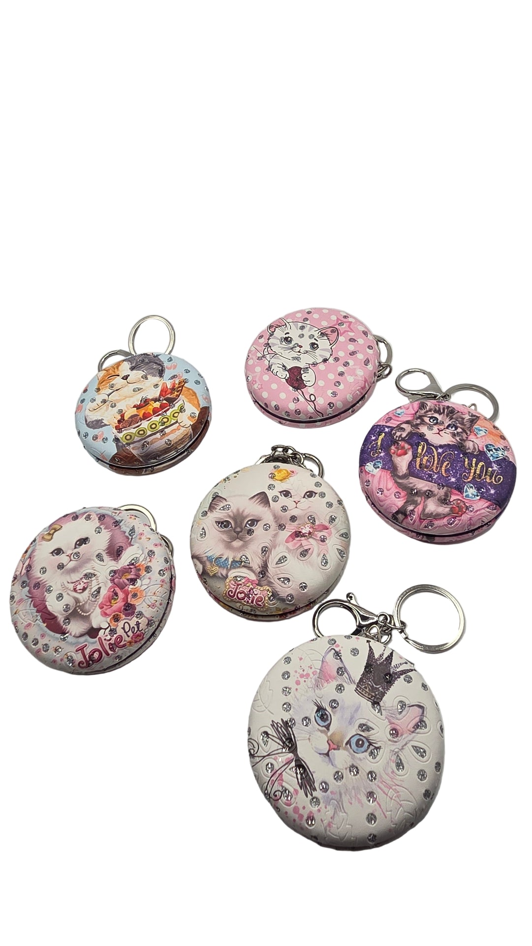 Cats & Kittens Sparkly Compact Mirrors Pack of 12