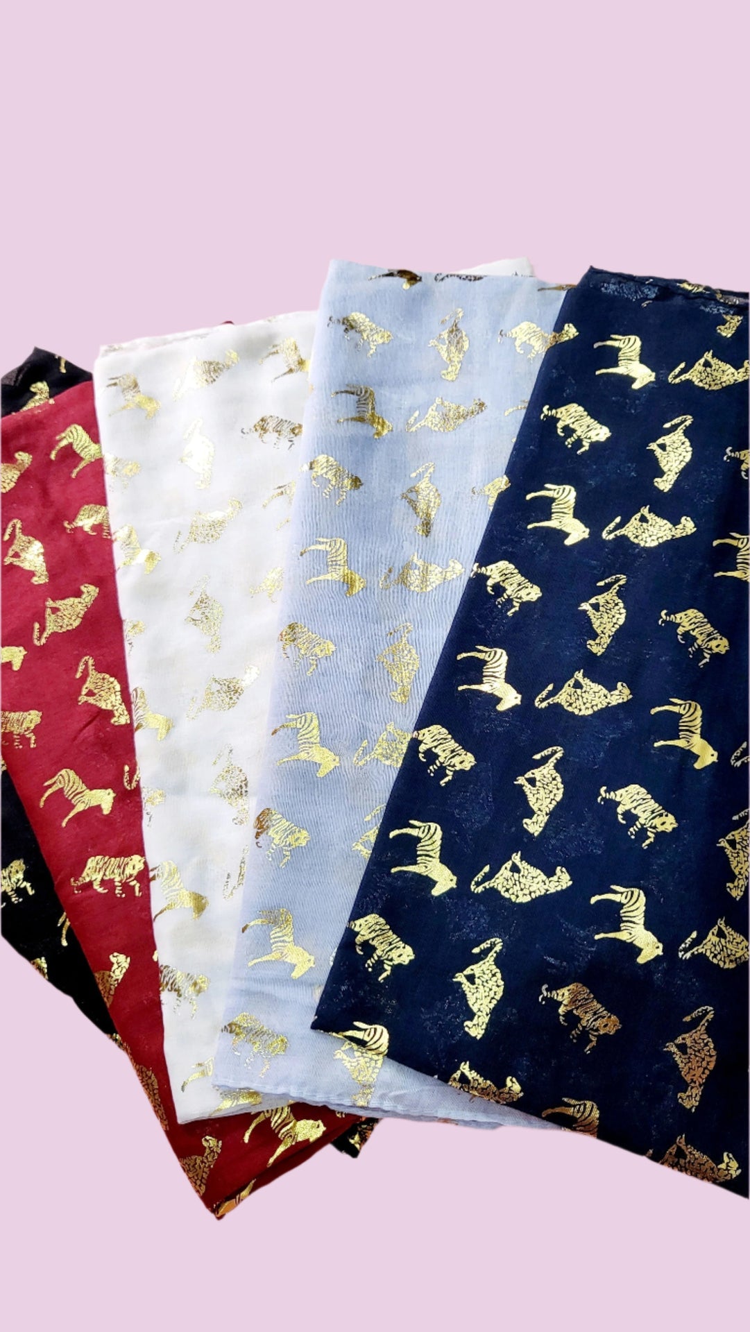 Safari Shimmer Gold Foil Scarf Pack of 12