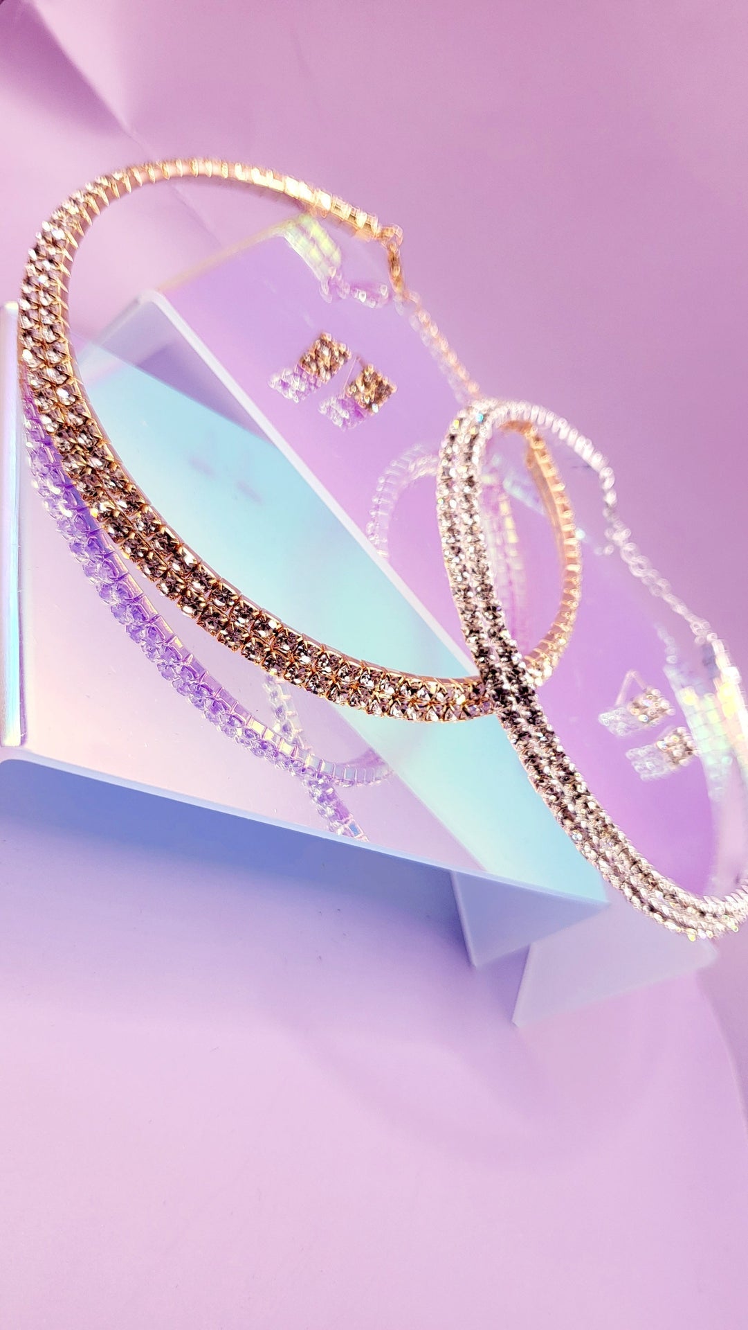 Queen Glam Crystal Duo Choker & Earrings