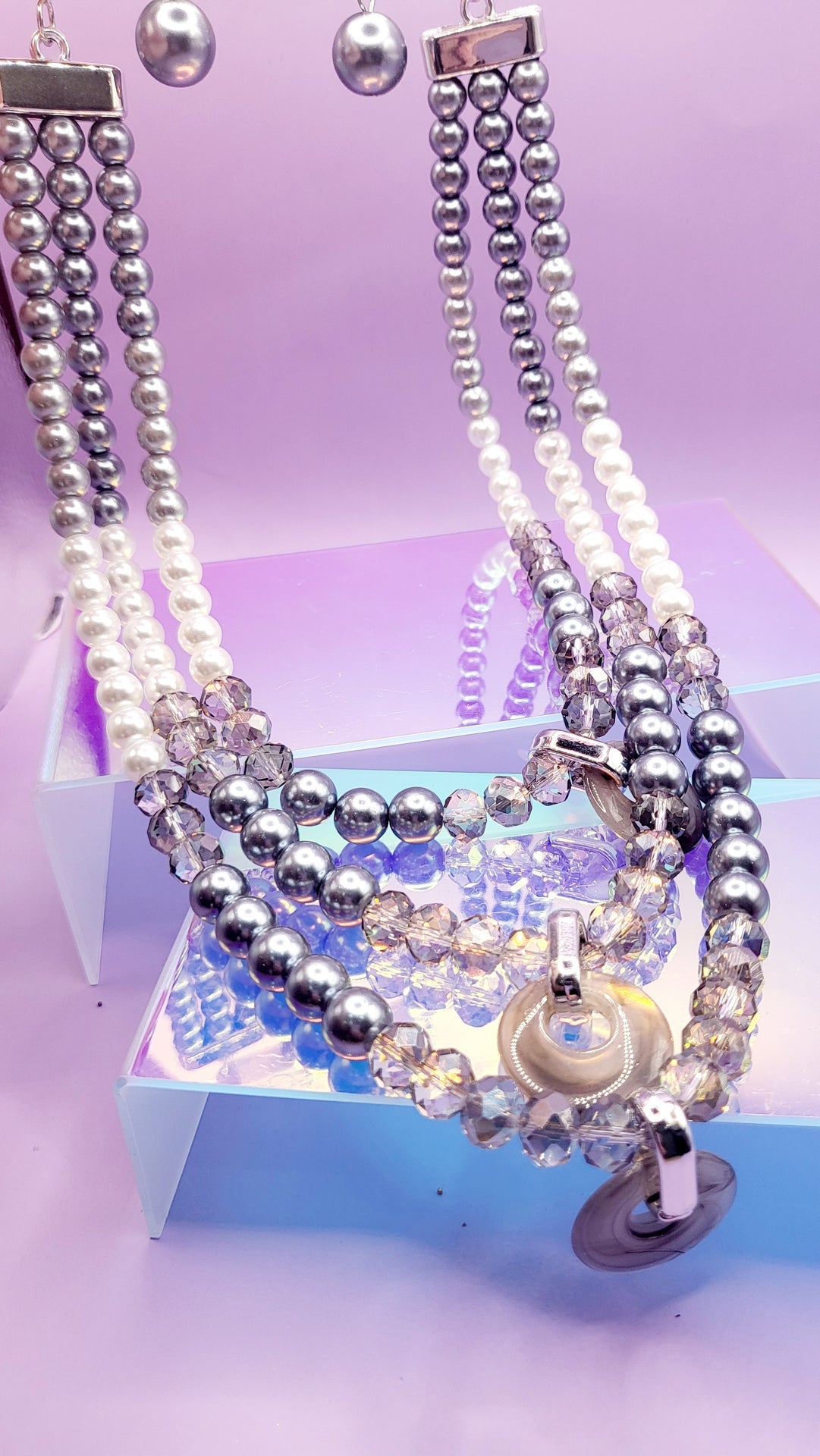 Luster Pearl Multi Layer Necklace & Earrings
