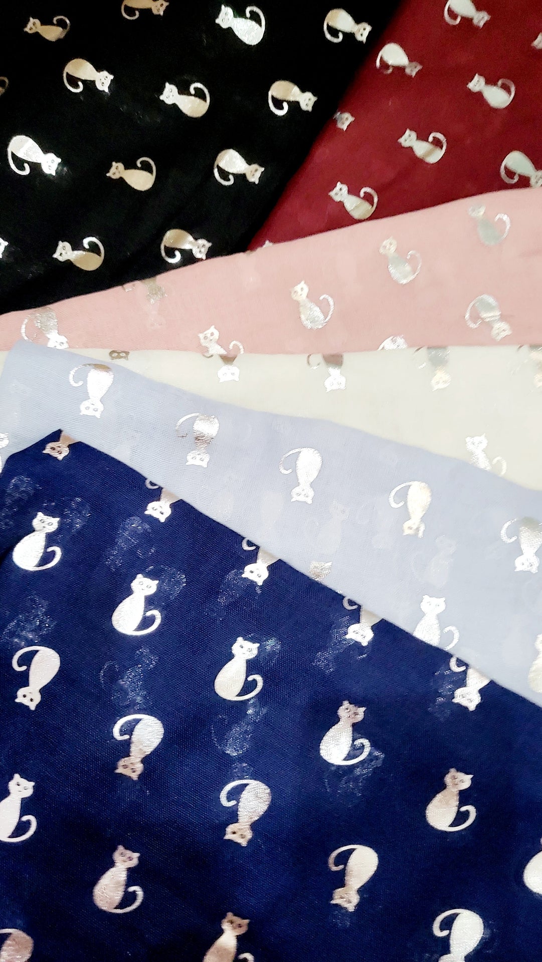 Cat Shimmer Silver Foil Scarf Pack of 12